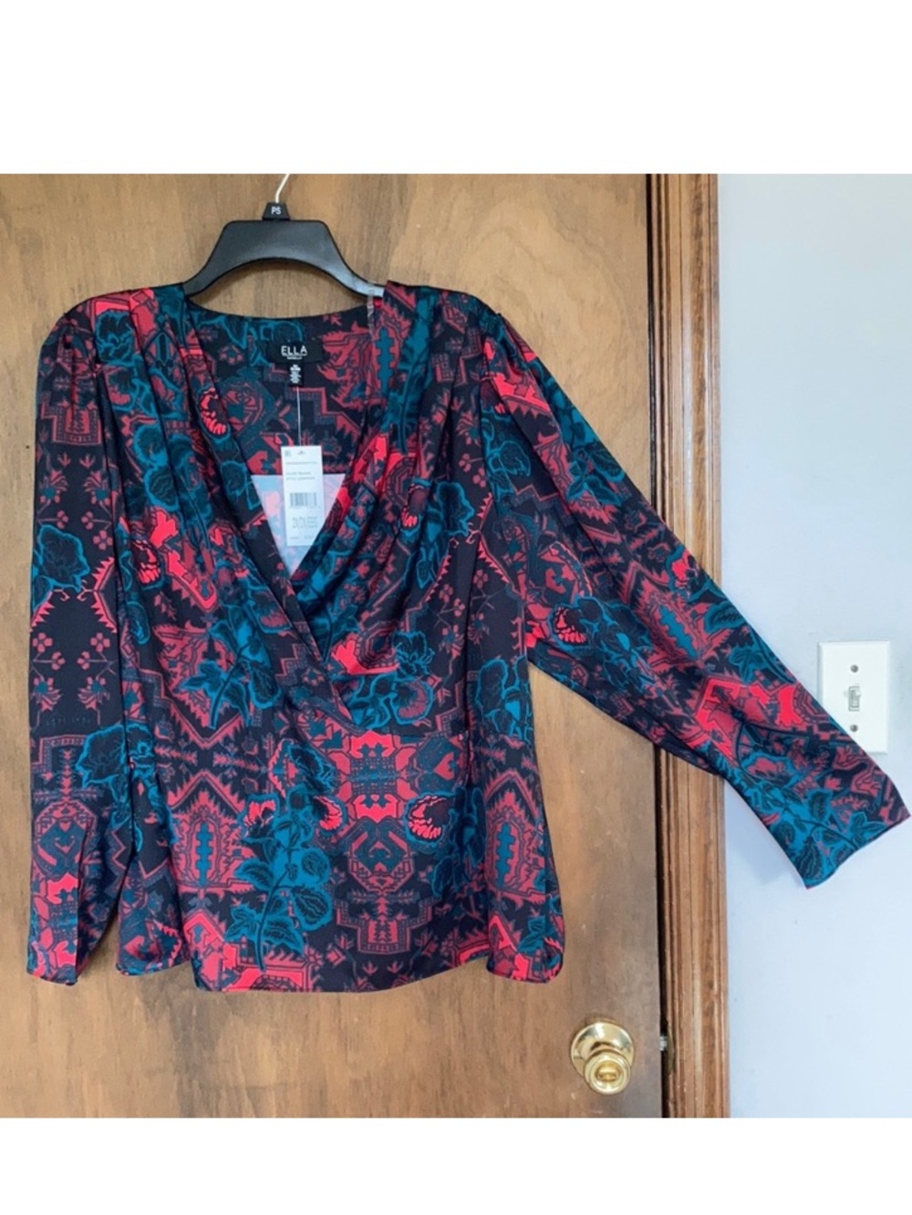 Ella abstract floral printed top office blouse retro vibe 2X - Picture 1 of 17